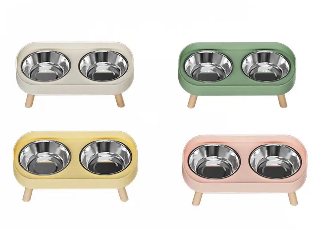 Comedero Doble Elevado acero inoxidable