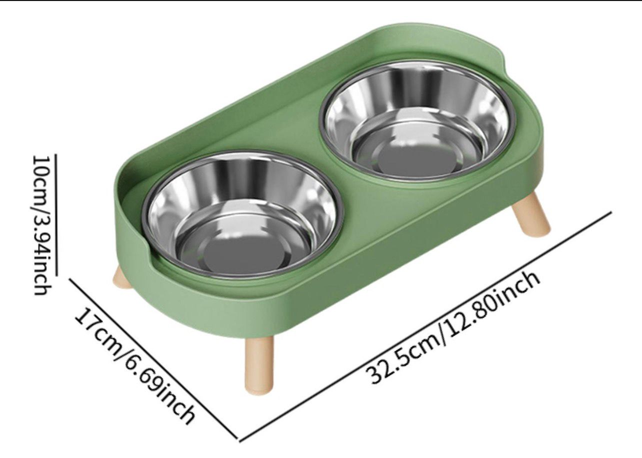 Comedero Doble Elevado acero inoxidable