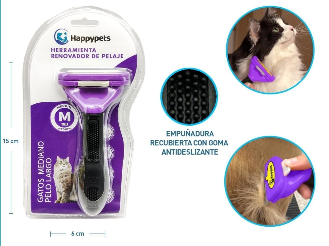 Deslanador Happypets M, para gato Pelo Largo