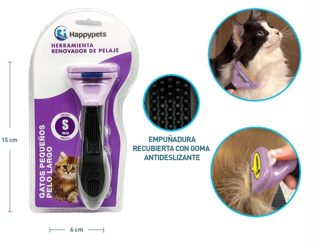 Deslanador Happypets S, para gato Pelo Largo